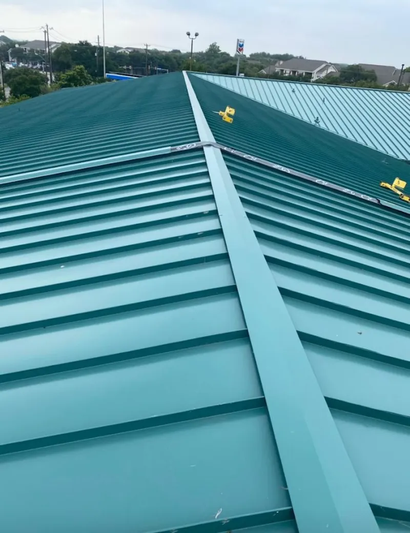 Green commercial metal roof ridge and valley for Metal Roof Repair in Dickson